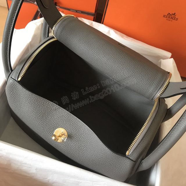 Hermes女包 愛馬仕手提包 進口頂級小牛皮 Lindy包 8F錫器灰 金扣 大小號  td1206